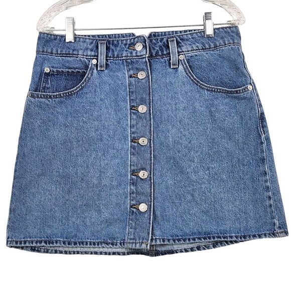 Levi's Levi Strauss & Co Jean Skirt 30 (US 6) Button Front Denim Y2k Western - Picture 1 of 12